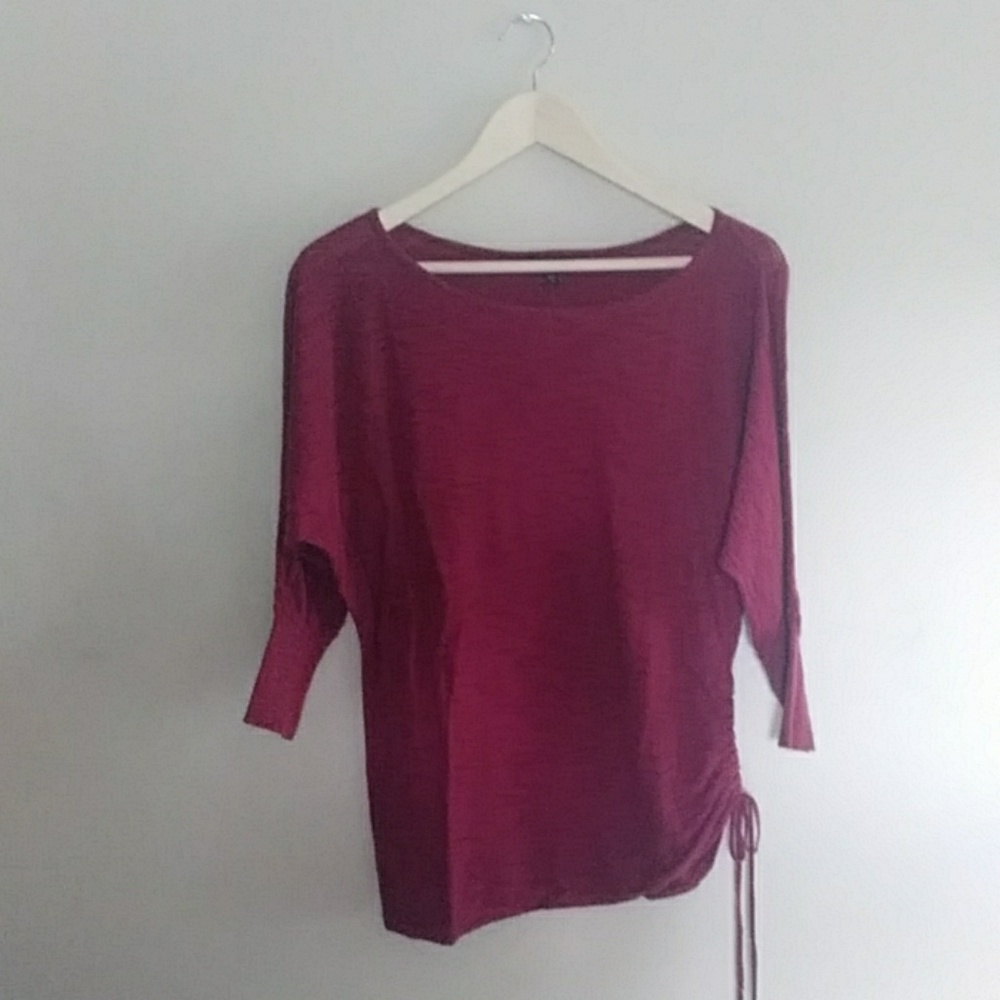 {Express} 3/4 SLV Side Ruched Tunic Sweater
